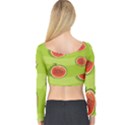 Seamless background with watermelon slices Long Sleeve Crop Top View2