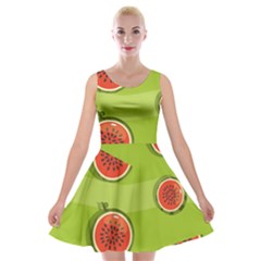 Seamless Background With Watermelon Slices Velvet Skater Dress by BangZart