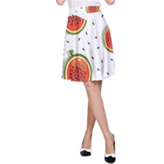 Seamless-background-pattern-with-watermelon-slices A-line Skirt by BangZart