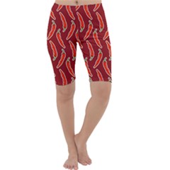 Chili Pattern Red Cropped Leggings  by BangZart