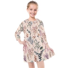 Watercolor Floral Seamless Pattern Kids  Quarter Sleeve Shirt Dress by BangZart