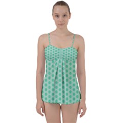 Polka Dots Mint Green, Pastel Colors, Retro, Vintage Pattern Babydoll Tankini Set by Casemiro