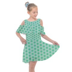 Polka Dots Mint Green, Pastel Colors, Retro, Vintage Pattern Kids  Shoulder Cutout Chiffon Dress by Casemiro