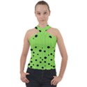 Bubbles at Strings Lemon Green and black, geometrical pattern Cross Neck Velour Top View1