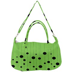 Bubbles At Strings Lemon Green And Black, Geometrical Pattern Removal Strap Handbag by Casemiro