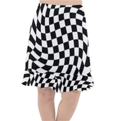 Weaving Racing Flag, Black And White Chess Pattern Fishtail Chiffon Skirt by Casemiro