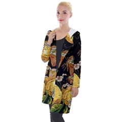 Embroidery Blossoming Lemons Butterfly Seamless Pattern Hooded Pocket Cardigan by BangZart