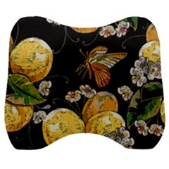 Embroidery Blossoming Lemons Butterfly Seamless Pattern Velour Head Support Cushion by BangZart