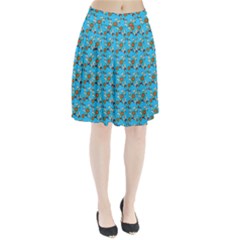 Clown Ghost Pattern Blue Pleated Skirt by snowwhitegirl