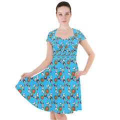 Clown Ghost Pattern Blue Cap Sleeve Midi Dress by snowwhitegirl