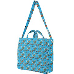 Clown Ghost Pattern Blue Square Shoulder Tote Bag by snowwhitegirl