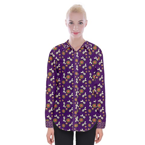 Clown Ghost Pattern Purple Womens Long Sleeve Shirt by snowwhitegirl