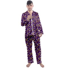 Clown Ghost Pattern Purple Men s Long Sleeve Satin Pyjamas Set by snowwhitegirl