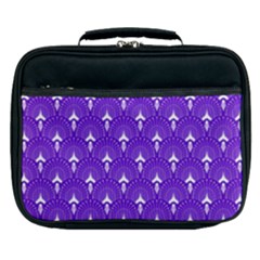 White And Purple Art-deco Pattern Lunch Bag by Dushan