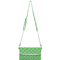 Green And White Art-deco Pattern Mini Crossbody Handbag by Dushan