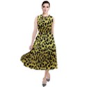 Gold and black, metallic leopard spots pattern, wild cats fur Round Neck Boho Dress View1