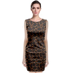 Animal Skin - Panther Or Giraffe - Africa And Savanna Sleeveless Velvet Midi Dress by DinzDas