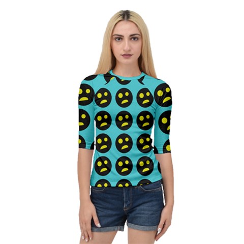 005 - Ugly Smiley With Horror Face - Scary Smiley Quarter Sleeve Raglan Tee by DinzDas