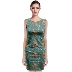 006 - Funky Oldschool 70s Wallpaper - Exploding Circles Sleeveless Velvet Midi Dress by DinzDas