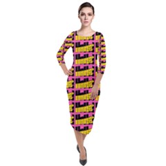 Haha - Nelson Pointing Finger At People - Funny Laugh Quarter Sleeve Midi Velour Bodycon Dress by DinzDas