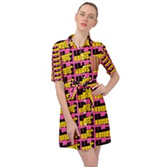 Haha - Nelson Pointing Finger At People - Funny Laugh Belted Shirt Dress by DinzDas