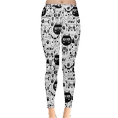 Cute Cat Faces Pattern Inside Out Leggings by TastefulDesigns