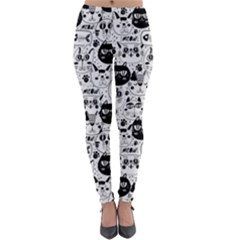 Cute Cat Faces Pattern Lightweight Velour Leggings by TastefulDesigns