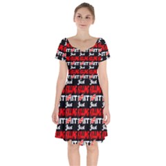 Just Killing It - Silly Toilet Stool Rocket Man Short Sleeve Bardot Dress by DinzDas