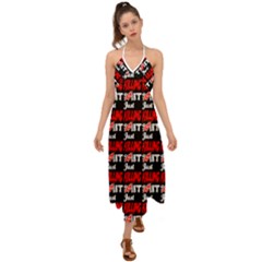 Just Killing It - Silly Toilet Stool Rocket Man Halter Tie Back Dress  by DinzDas