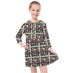 Bmx And Street Style - Urban Cycling Culture Kids  Quarter Sleeve Shirt Dress by DinzDas