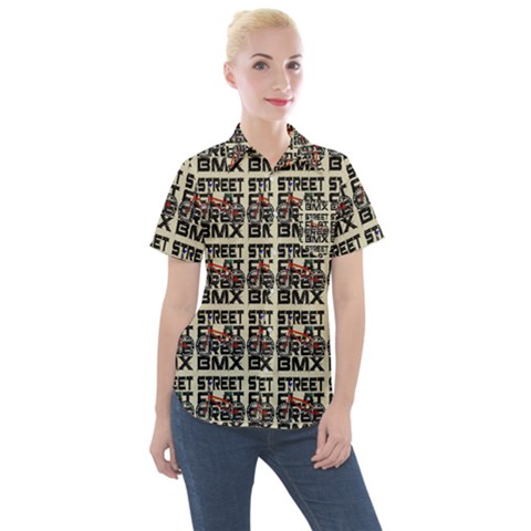 Bmx And Street Style - Urban Cycling Culture Women s Short Sleeve Pocket Shirt by DinzDas