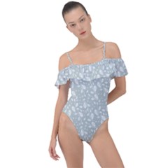 Abstract Flowers And Circle Frill Detail One Piece Swimsuit by DinzDas