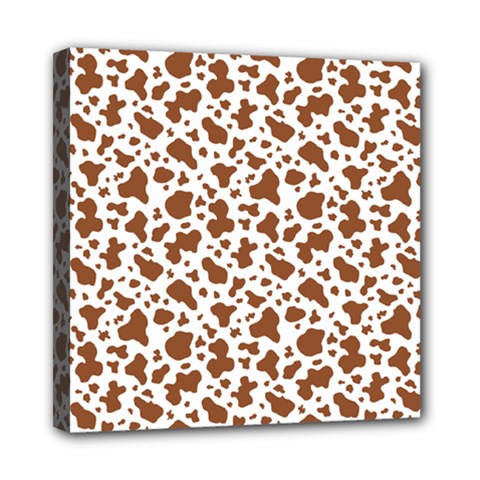 Animal Skin - Brown Cows Are Funny And Brown And White Mini Canvas 8  X 8  (stretched) by DinzDas