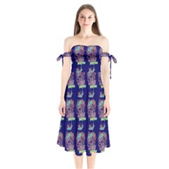 Jaw Dropping Horror Hippie Skull Shoulder Tie Bardot Midi Dress by DinzDas