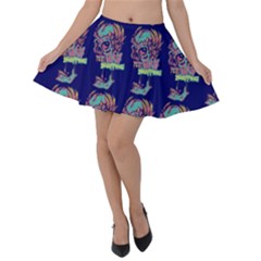 Jaw Dropping Horror Hippie Skull Velvet Skater Skirt by DinzDas