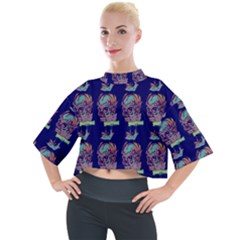 Jaw Dropping Horror Hippie Skull Mock Neck Tee by DinzDas