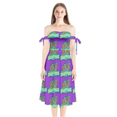 Jaw Dropping Comic Big Bang Poof Shoulder Tie Bardot Midi Dress by DinzDas