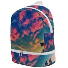  Brushstroke Skies Zip Bottom Backpack by okhismakingart