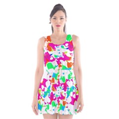 Bright Multicolored Abstract Print Scoop Neck Skater Dress by dflcprintsclothing