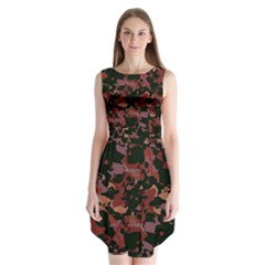 Red Dark Camo Abstract Print Sleeveless Chiffon Dress   by dflcprintsclothing