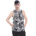 Black and white leafs pattern, tropical jungle, nature themed Men s Sleeveless Hoodie View1