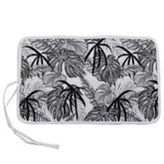 Black And White Leafs Pattern, Tropical Jungle, Nature Themed Pen Storage Case (m) by Casemiro