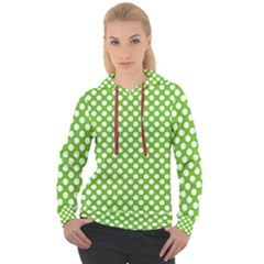 Pastel Green Lemon, White Polka Dots Pattern, Classic, Retro Style Women s Overhead Hoodie by Casemiro