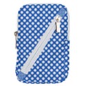 Pastel Blue, white polka dots pattern, retro, classic dotted theme Belt Pouch Bag (Large) View1