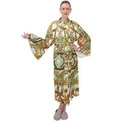 Multicolored Modern Collage Print Maxi Velour Kimono by dflcprintsclothing