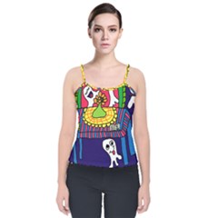 Circus Ghosts Digital Velvet Spaghetti Strap Top by snowwhitegirl