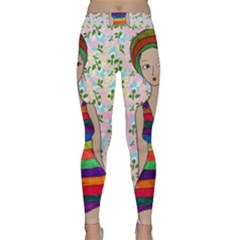 Tan Swimmer Flowerwall Classic Yoga Leggings by snowwhitegirl