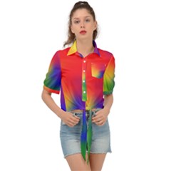 Rainbow Colors Lgbt Pride Abstract Art Tie Front Shirt  by yoursparklingshop