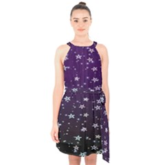 Stars Halter Collar Waist Tie Chiffon Dress by Sparkle