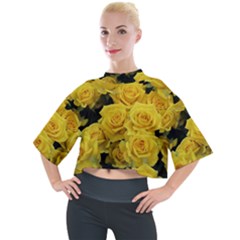 Yellow Roses Mock Neck Tee by Sparkle